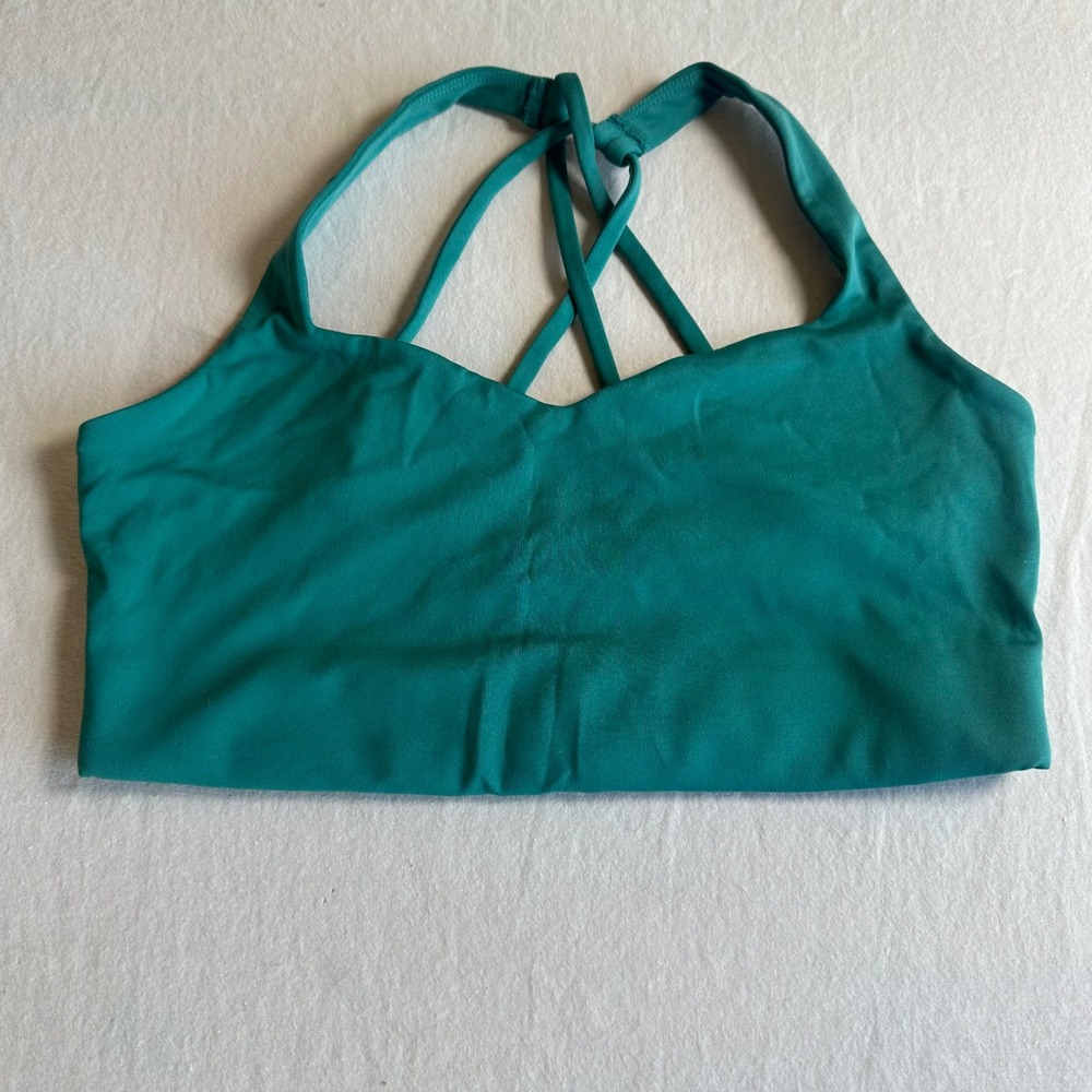 Girlfriend Collective Women's L Green Riley Sweetheart Strappy Back Sports Bra